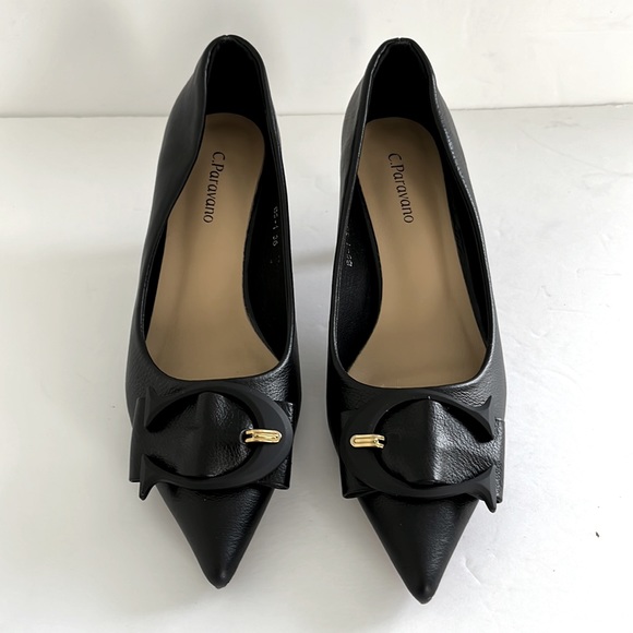 C Paravano Shoes Women C Buckled Pumps Black Slip On Heels Size 36 fit 5.5US - Picture 3 of 11